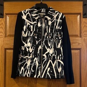 Peter Nygard Abstract Black and White Zip Up Utility Jacket Size Medium
